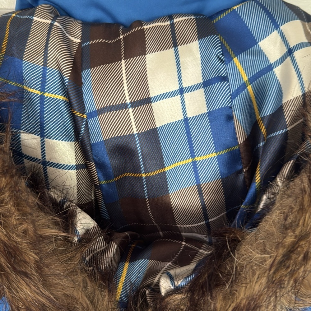 Dollhouse Blue Puffer Winter Jacket With Faux Fur Trim Hood - Picture 5 of 11